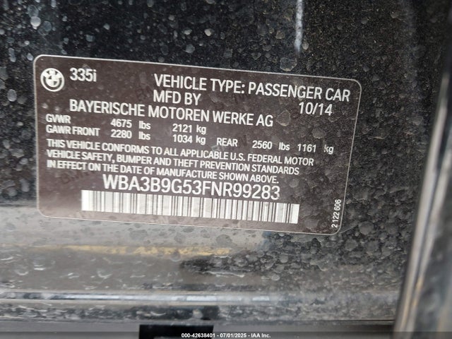 WBA3B9G53FNR99283 BMW 335i