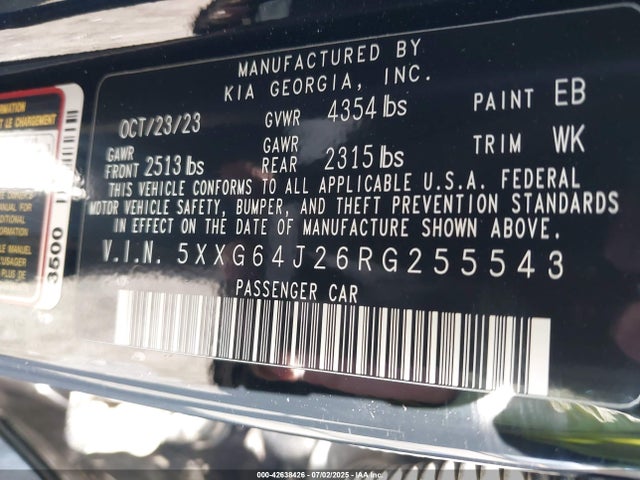 5XXG64J26RG255543 KIA t-gdi gamma ii