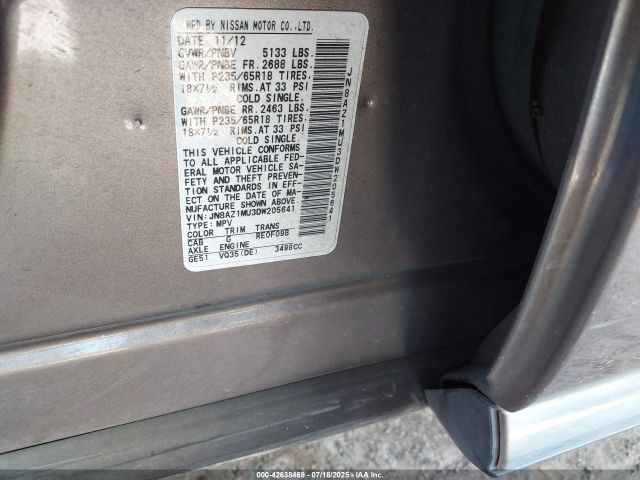 2013 NISSAN MURANO JN8AZ1MU3DW205641 Photo 8