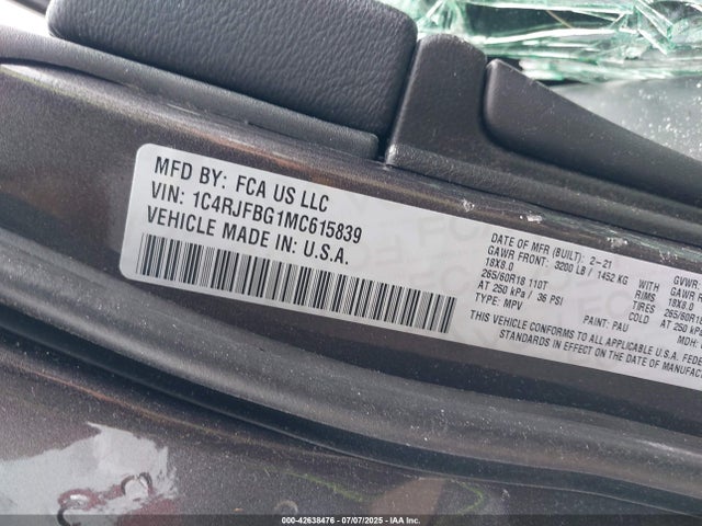 1C4RJFBG1MC615839 Jeep Grand Cherokee