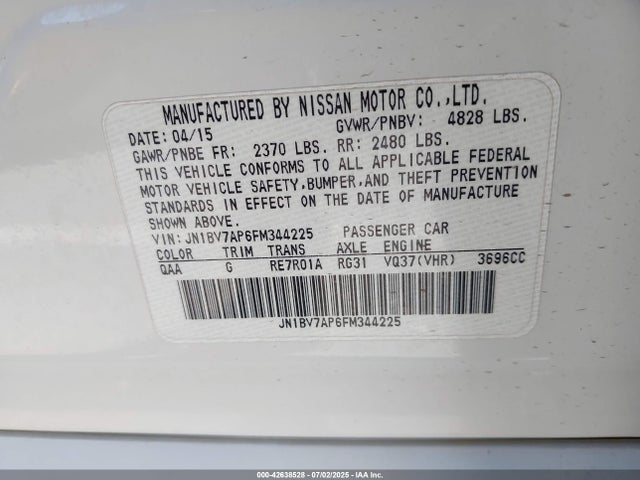 JN1BV7AP6FM344225 Infiniti Q50