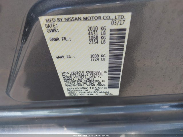 1N4BZ0CP8HC305978 Nissan 2017