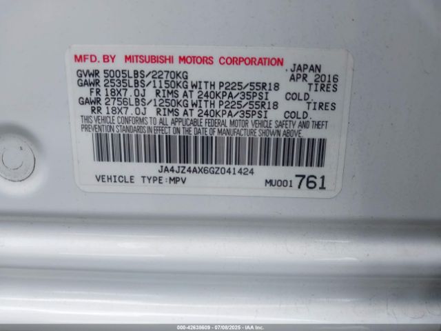 2016 MITSUBISHI OUTLANDER JA4JZ4AX6GZ041424 Photo 8