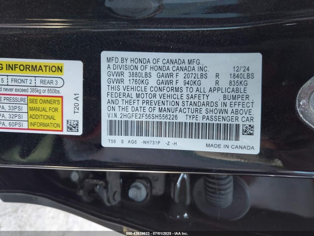 Honda k20c9 2025 2HGFE2F56SH556226 Image 9