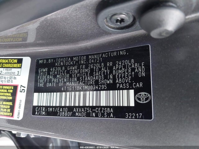 4T1G11BK1MU034295 Toyota a25a-fks