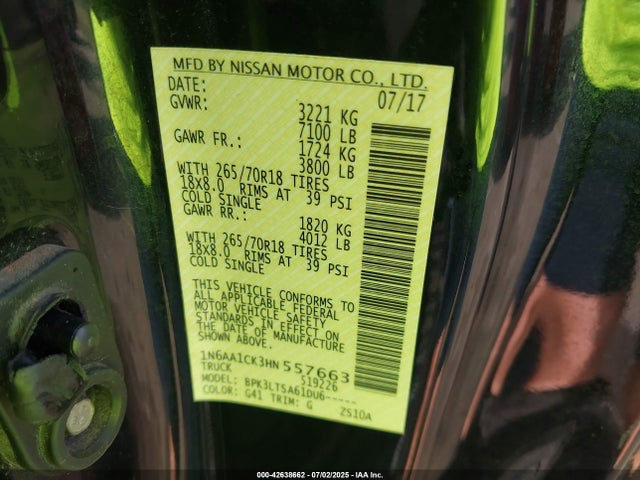 1N6AA1CK3HN557663 Nissan 2017