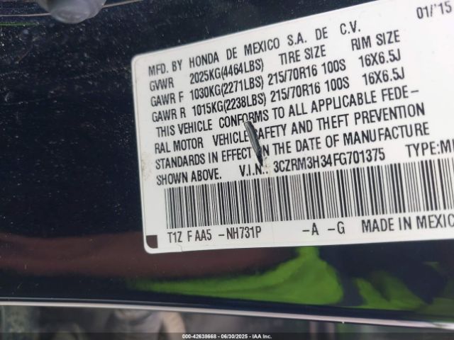 3CZRM3H34FG701375 Honda k24w9/k24v1