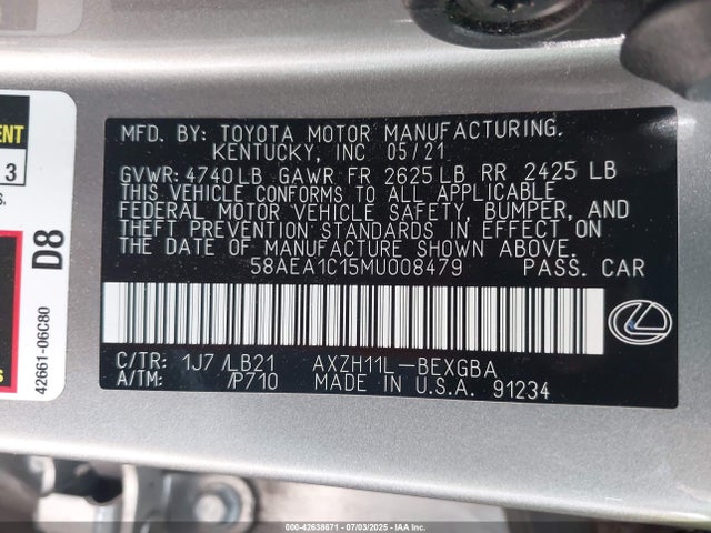 58AEA1C15MU008479 Lexus a25a-fxs, 3nm
