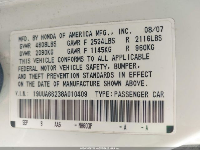 2008 ACURA TL 19UUA66238A010409 Photo 8