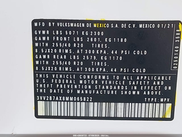 Volkswagen Tiguan 2021 3VV2B7AX8MM065822 Image 9