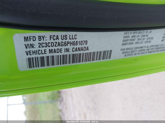 2023 DODGE CHALLENGER 2C3CDZAG6PH681079 Photo 8