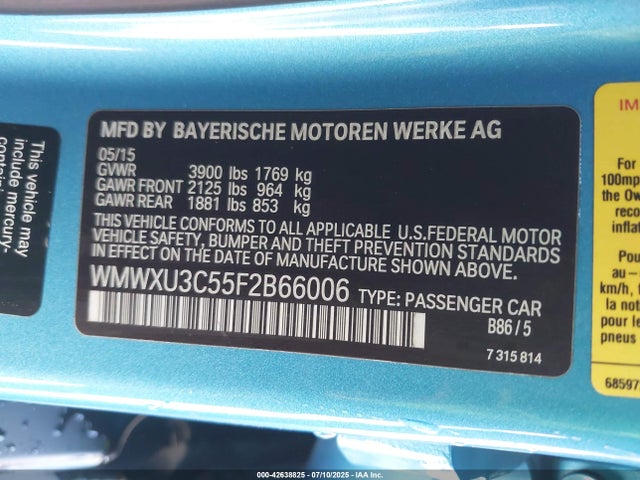 Mini 2015 2015 WMWXU3C55F2B66006 Image 9