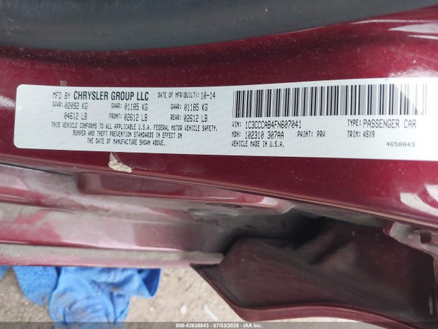 Aukcja sprzedaży 2015 Chrysler 200 Limited, vin: 1C3CCCAB4FN607041, numer aukcji: 42638843