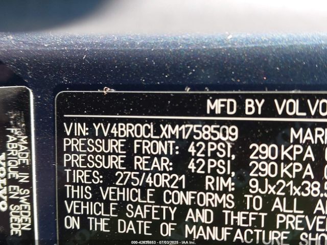 2021 VOLVO XC90 RECHARGE PLUG-IN HYBRID YV4BR0CLXM1758509 Photo 8