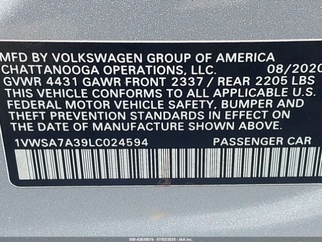 2020 VOLKSWAGEN PASSAT 1VWSA7A39LC024594 Photo 8