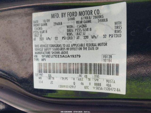 2010 FORD EXPLORER 1FMEU7EE5AUA19379 Photo 8