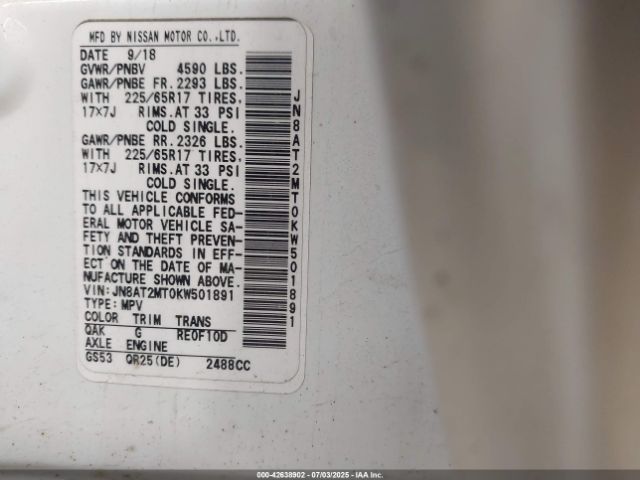 2019 NISSAN ROGUE JN8AT2MT0KW501891 Photo 8