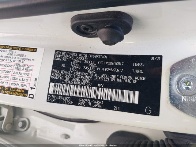 JTENU5JR0M5900230 Toyota 1gr-fe
