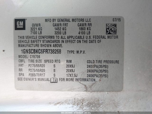2015 CHEVROLET TAHOE 1GNSCBKC6FR738268 Photo 8