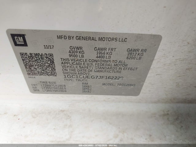 1GC1CUEG7JF162229 Chevrolet l96 - e85 max, iron