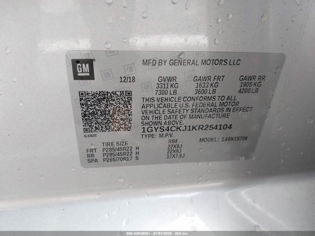 2019 CADILLAC ESCALADE 1GYS4CKJ1KR254104 Photo 8