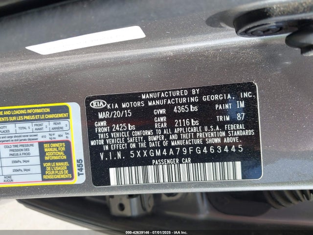 5XXGM4A79FG463445 KIA dohc gdi theta ii