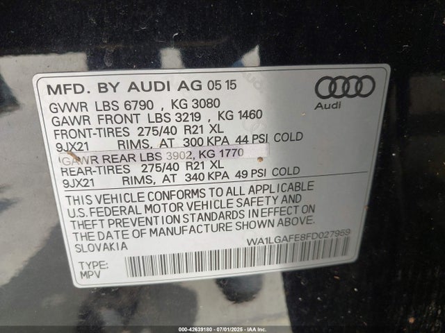 2015 AUDI Q7 WA1LGAFE8FD027959 Photo 8
