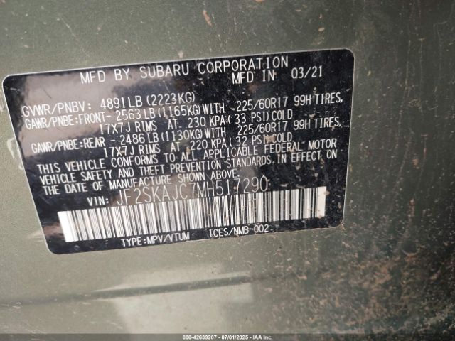 2021 SUBARU FORESTER JF2SKAJC7MH517290 Photo 8