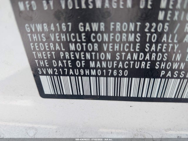 3VW217AU9HM017630 Volkswagen 1.8 tsi