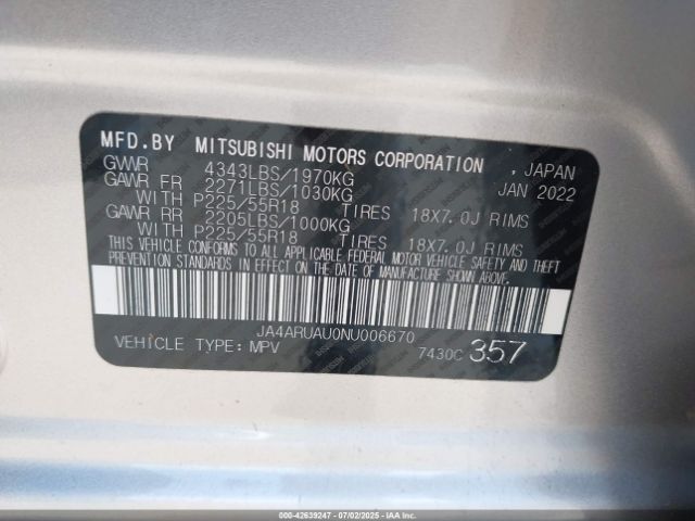 2022 MITSUBISHI OUTLANDER SPORT JA4ARUAU0NU006670 Photo 8