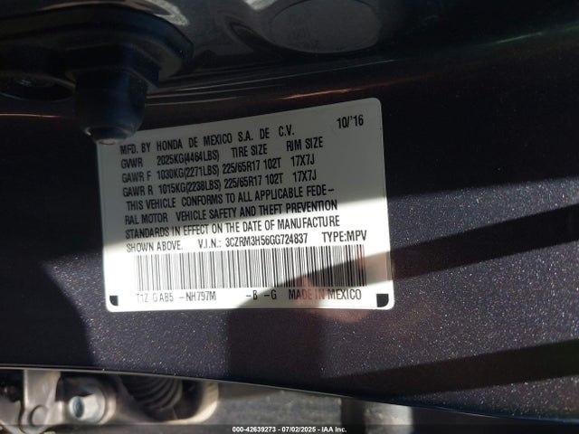 3CZRM3H56GG724837 Honda k24w9/k24v1