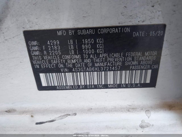 4S3GTAB6XL3721457 Subaru Impreza