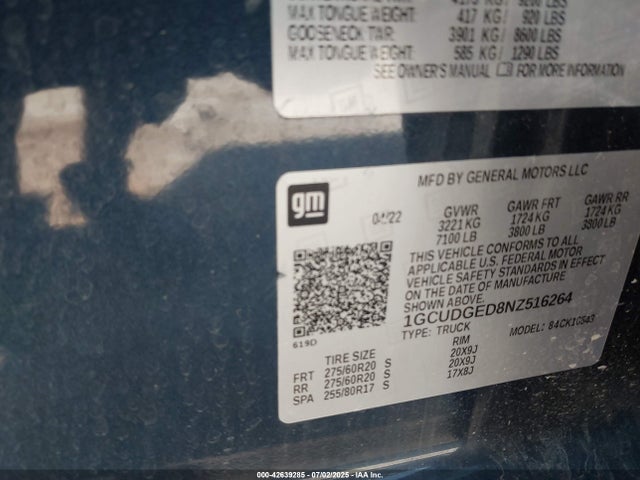 1GCUDGED8NZ516264 Chevrolet l84