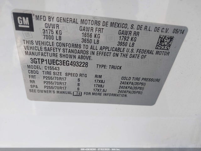 3GTP1UEC3EG493228 GMC l83 - vvt, afm (active fuel management), aluminum