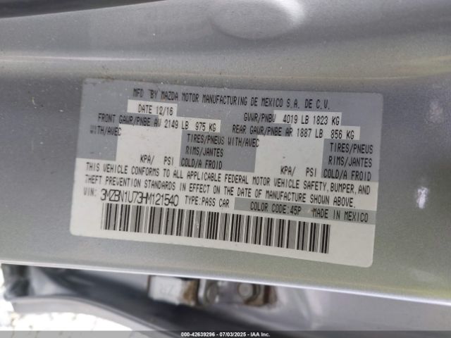 2017 MAZDA MAZDA3 3MZBN1U73HM121540 Photo 8