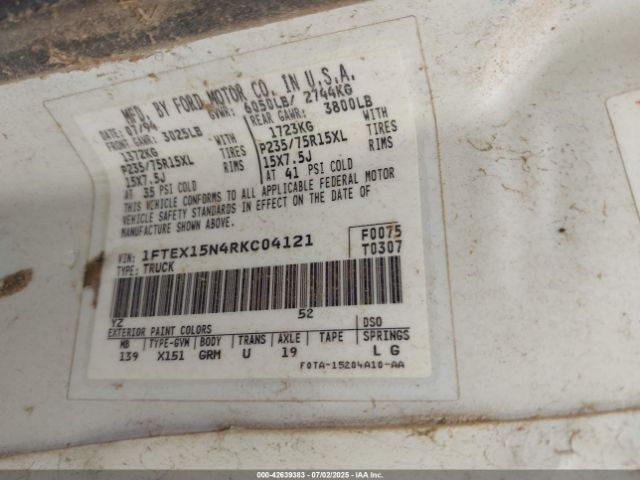 1994 FORD F150 1FTEX15N4RKC04121 Photo 8