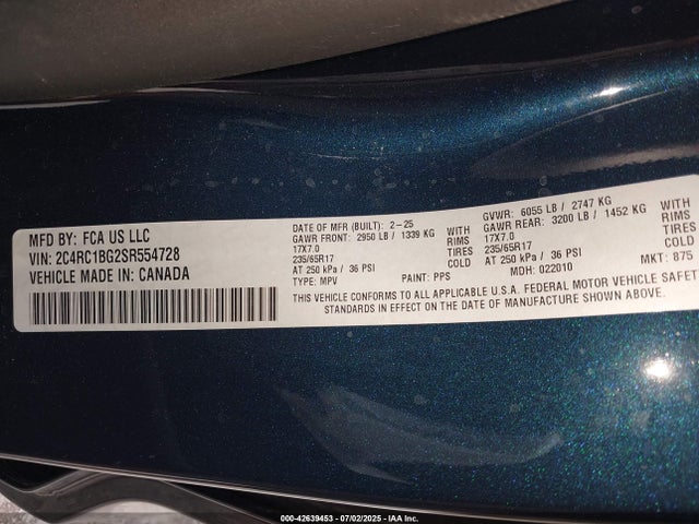 Chrysler 2025 2025 2C4RC1BG2SR554728 Image 9
