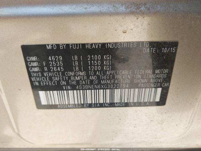 2016 SUBARU LEGACY 4S3BNEN6XG3022794 Photo 8