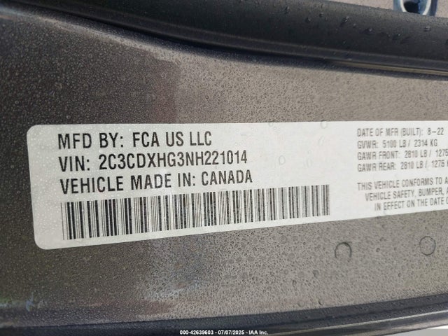 Dodge Charger 2022 2C3CDXHG3NH221014 Image 9