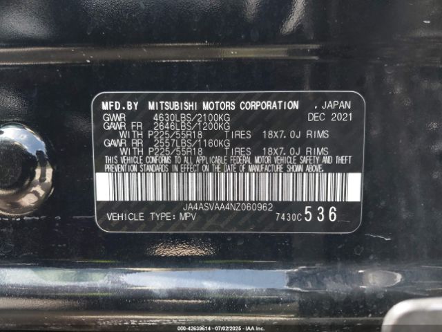 2022 MITSUBISHI ECLIPSE CROSS JA4ASVAA4NZ060962 Photo 8