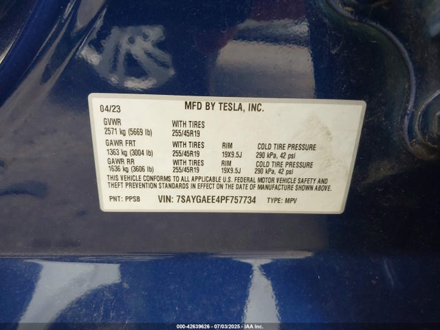 7SAYGAEE4PF757734 Tesla Model Y