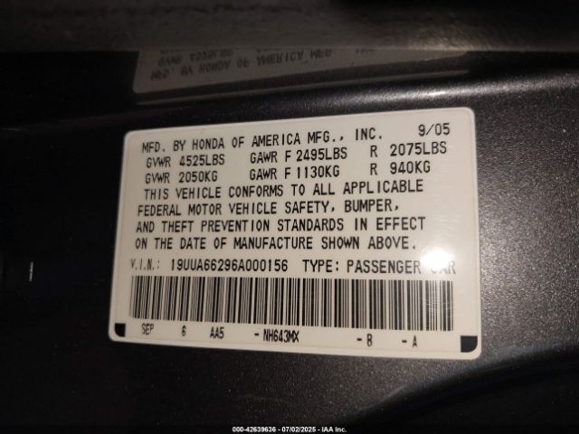 2006 ACURA TL 19UUA66296A000156 Photo 8