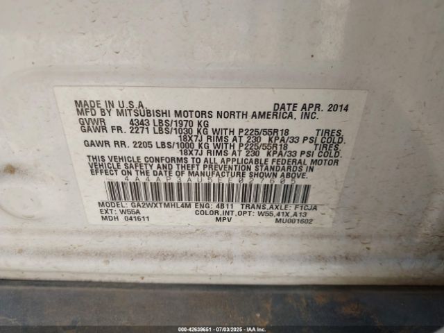 2014 MITSUBISHI OUTLANDER SPORT 4A4AP3AU5EE027605 Photo 8