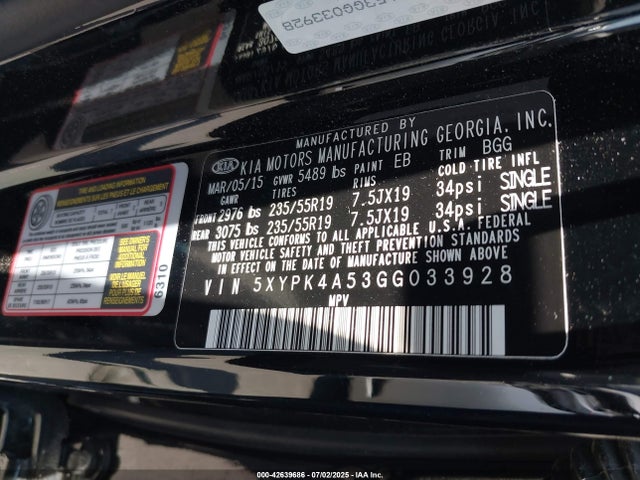 5XYPK4A53GG033928 KIA dohc gdi lambda ii