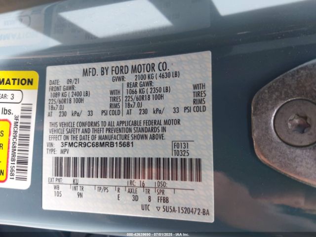 2021 FORD BRONCO SPORT 3FMCR9C68MRB15681 Photo 8
