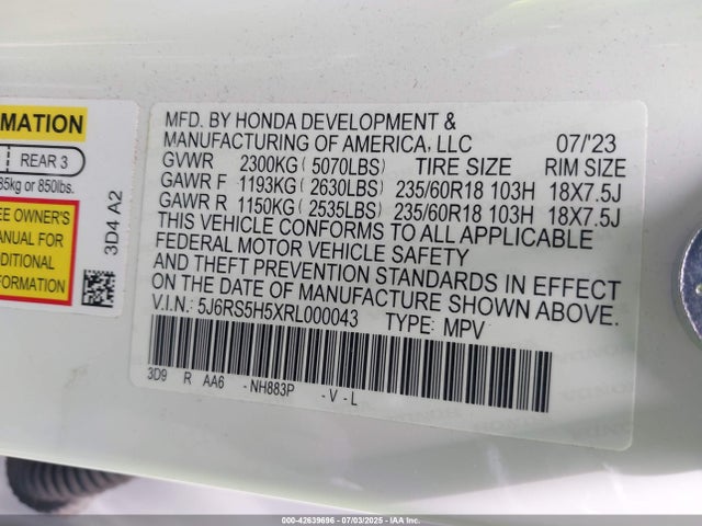 5J6RS5H5XRL000043 Honda lfc3