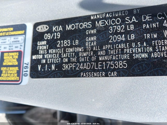 KIA mpi nu 2020 3KPF24AD7LE175385 Image 9