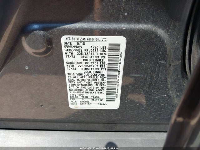 Продажа на аукционе авто 2019 Nissan Rogue Sv, vin: JN8AT2MV1KW371850, номер лота: 42639763