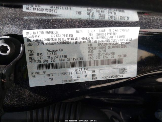 2017 FORD FOCUS 1FADP3F23HL223401 Photo 8