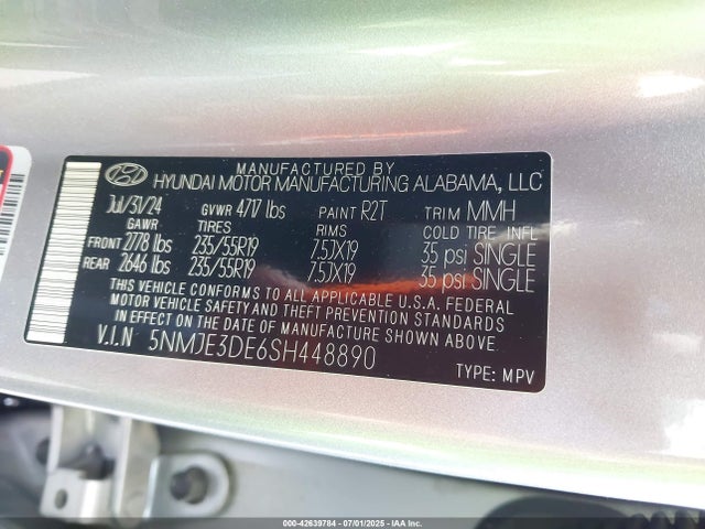 5NMJE3DE6SH448890 Hyundai gdi theta iii